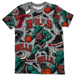 All Over Print Shirt to Match Bred 11s - Raging Bull Shirt