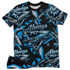 Always Fly All Over Print Shirt Match Air Jordan 14 Black University Blue