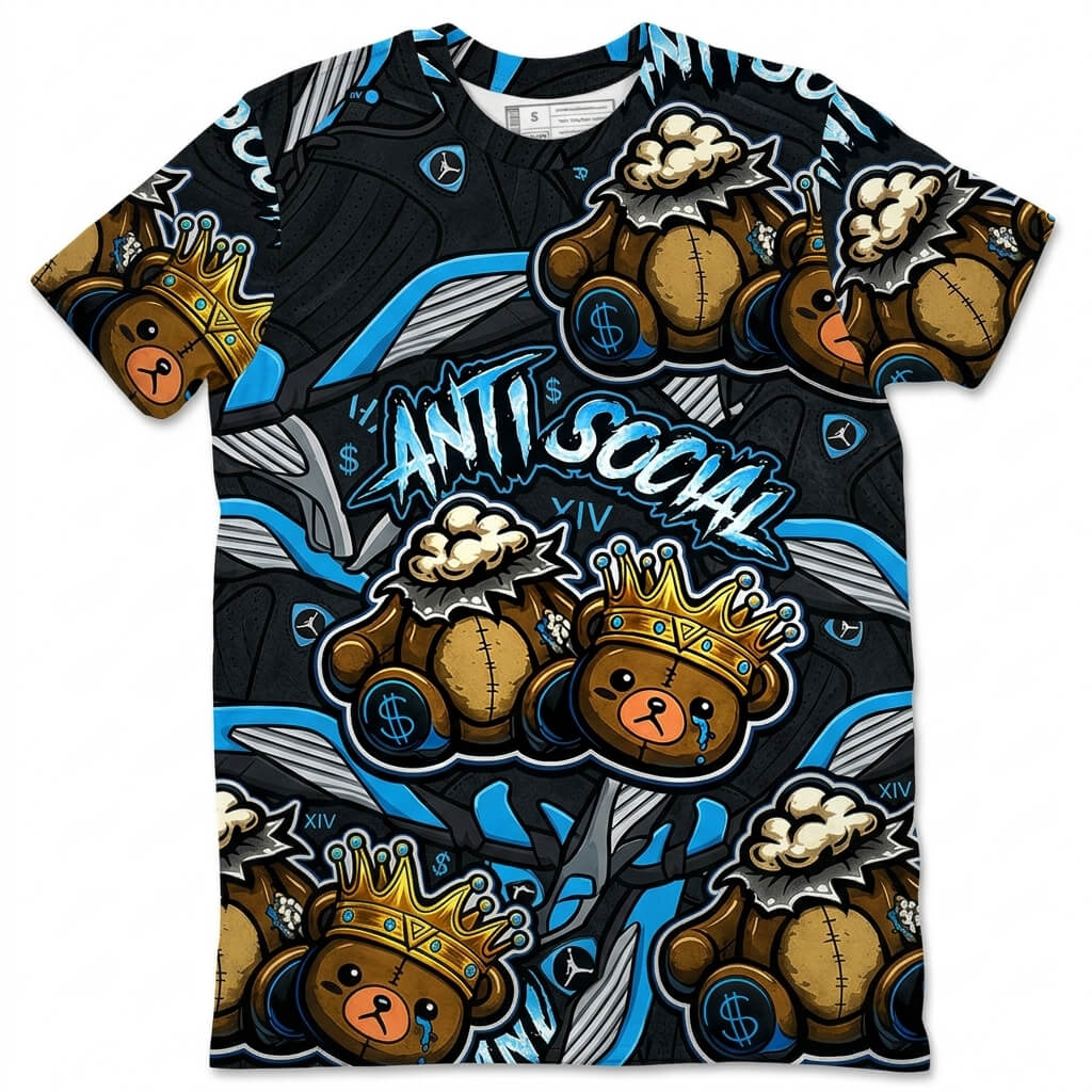 Jordan All Star MVP All Over Print Shirt Match Air Jordan 14 Black University Blue