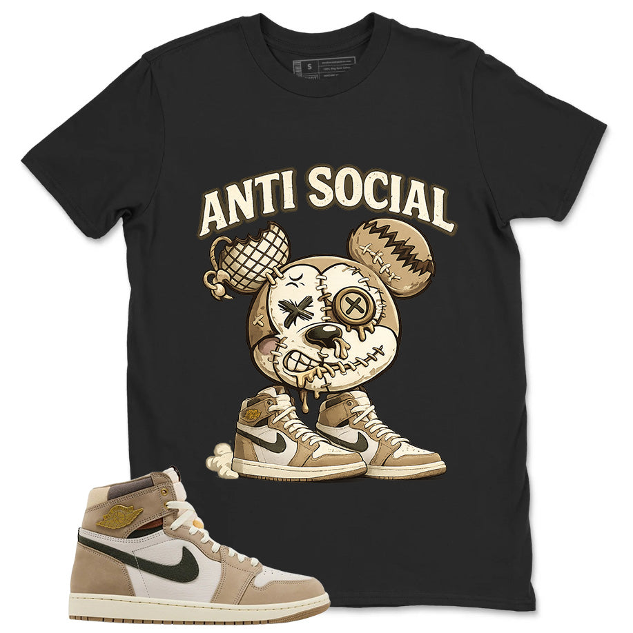 Anti Social Shirt - Match Cream Wmns Air Jordan 1 Khaki