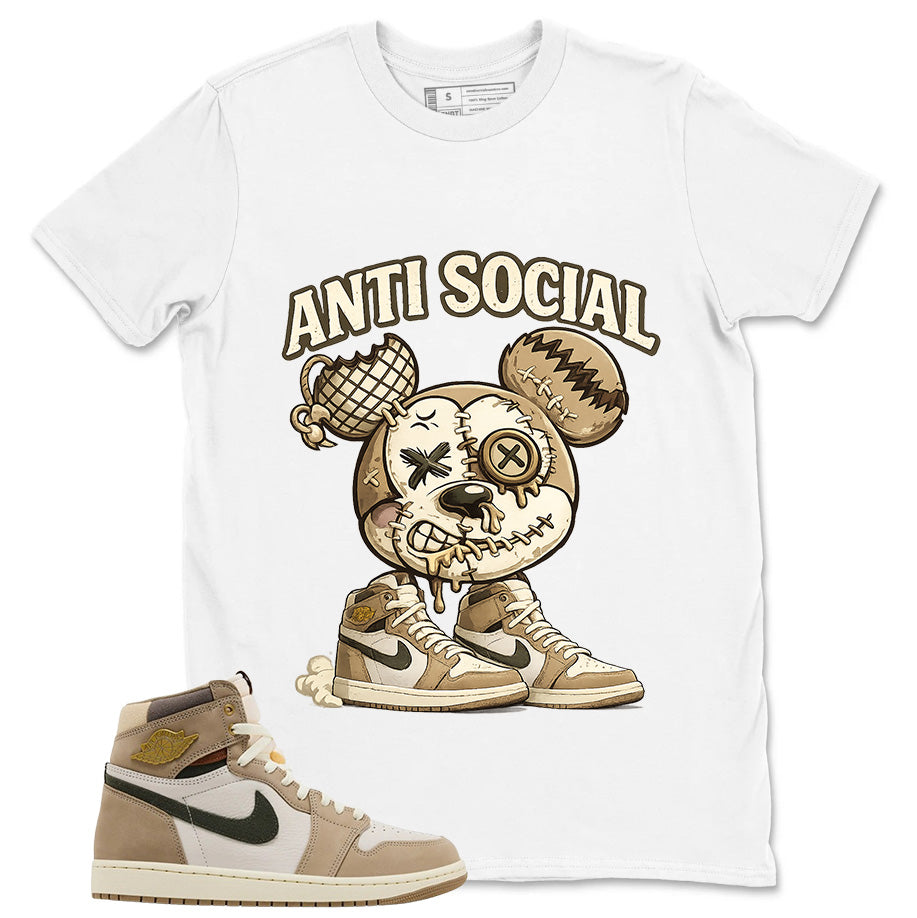 Anti Social Shirt - Match Cream Wmns Air Jordan 1 Khaki