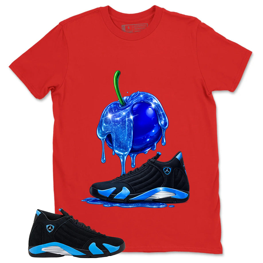 Apple Dripping Shirt- Match Air Jordan 14 Black University Blue 2026