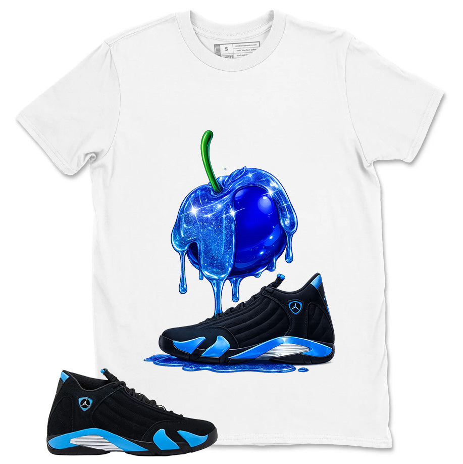 Apple Dripping Shirt- Match Air Jordan 14 Black University Blue 2026