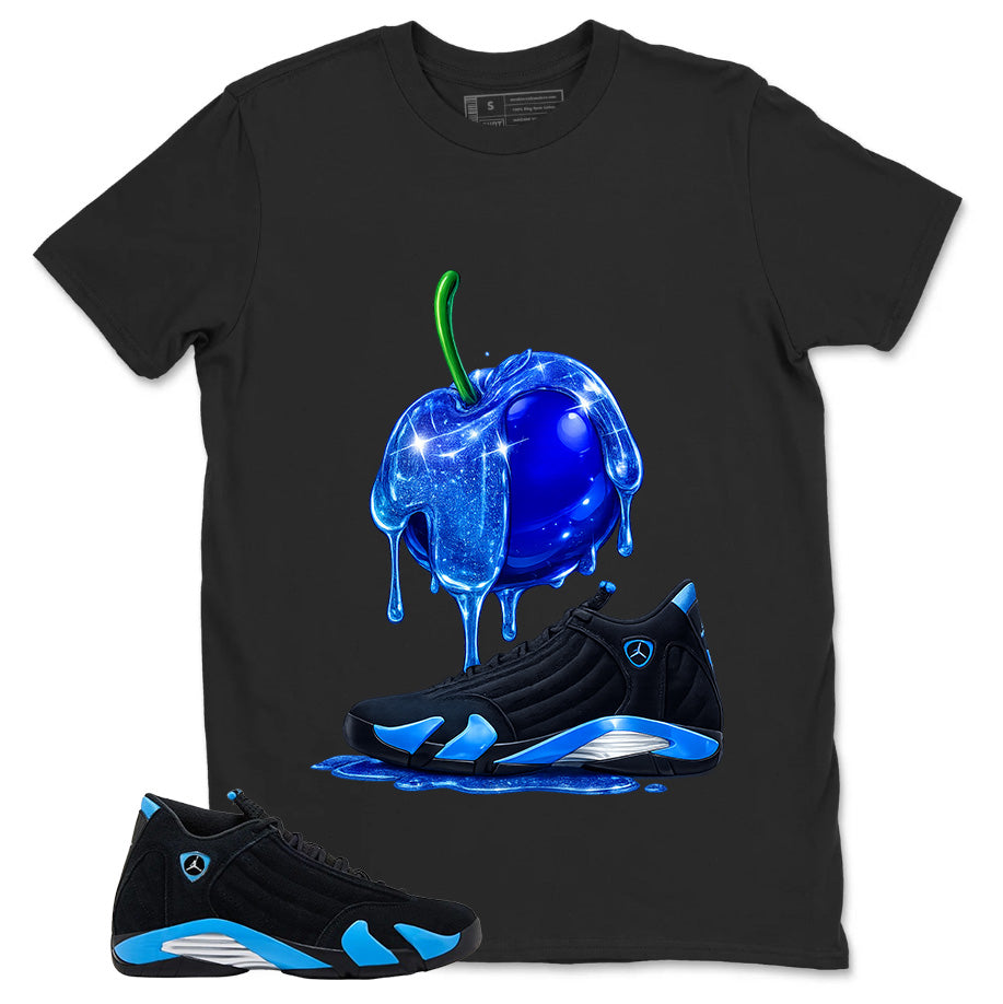 Apple Dripping Shirt- Match Air Jordan 14 Black University Blue 2026
