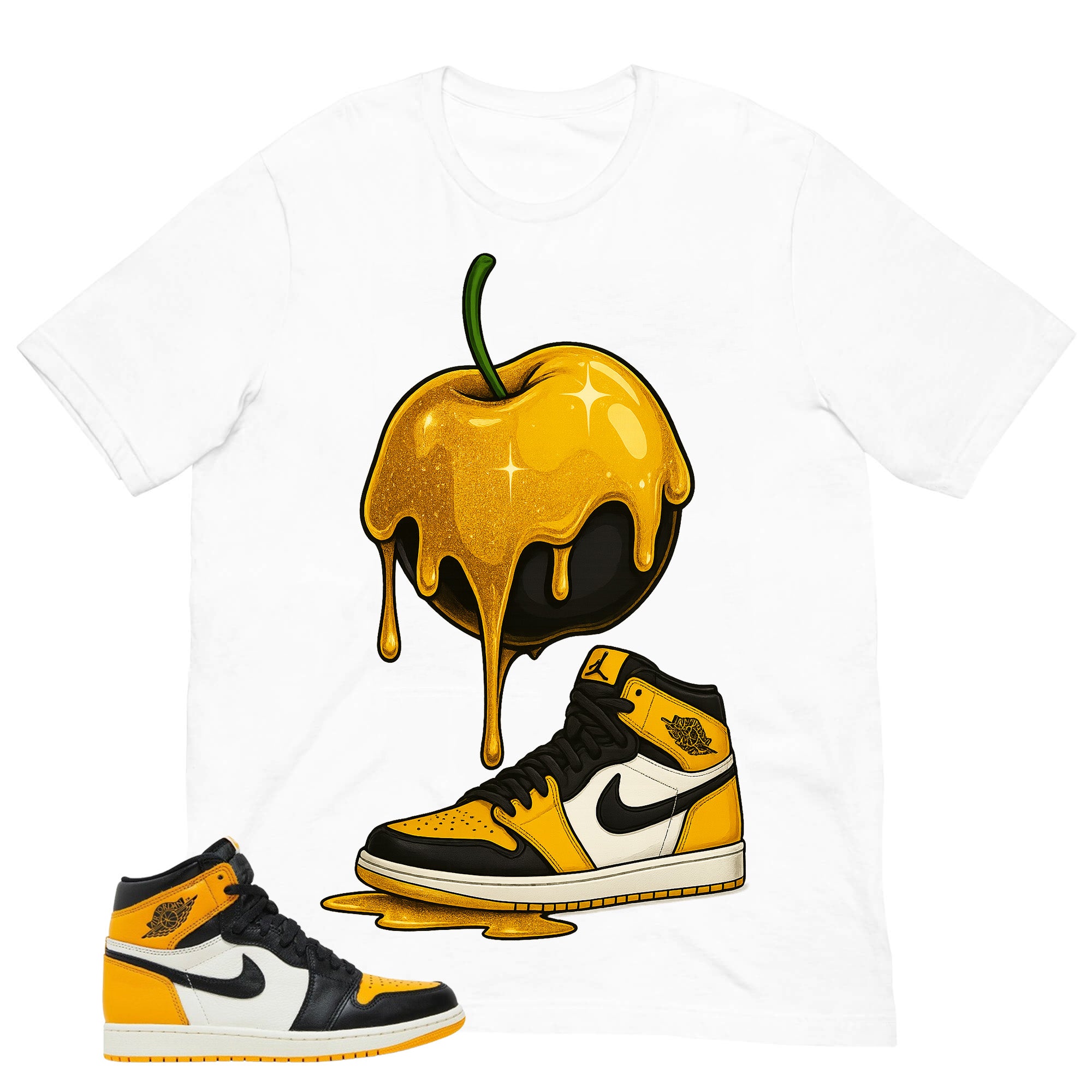 Apple Dripping Sneaker Shirt - Match Air Jordan 1 Yellow Toe