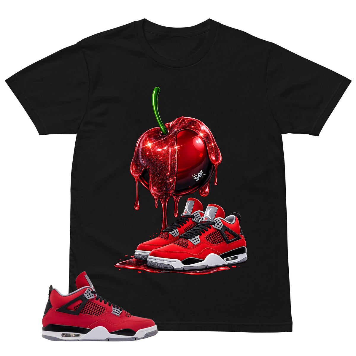 Apple Dripping Sneaker Shirt - Match Air Jordan 4 Toro Bravo