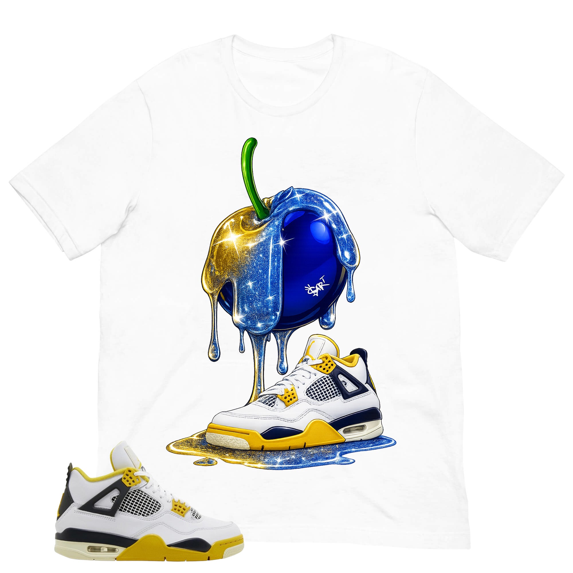 Apple Dripping Sneaker Shirt - Match Air Jordan 4 Vivid Sulfur