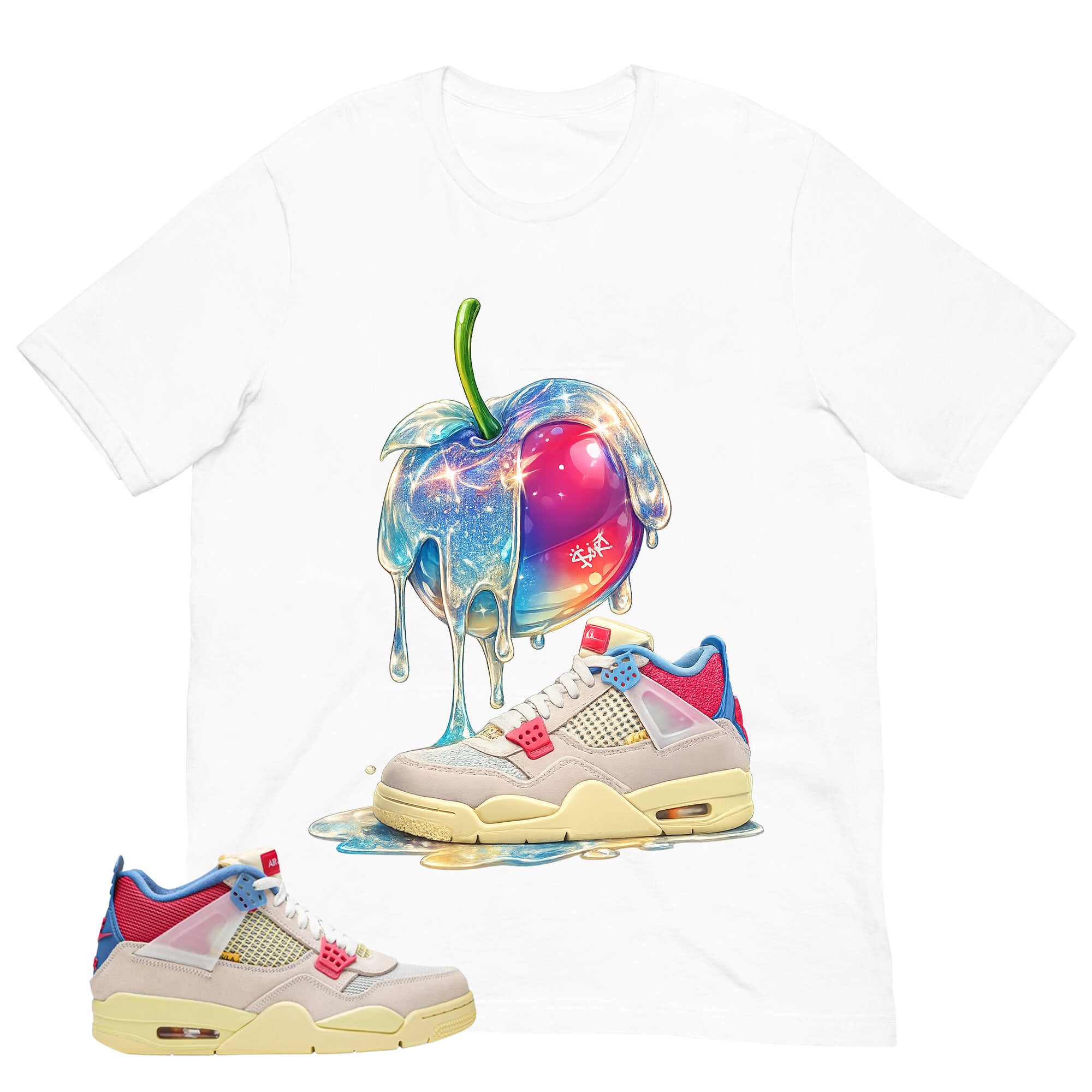 Apple Dripping Sneaker Shirt - Match Union LA x Air Jordan 4 Guava Ice