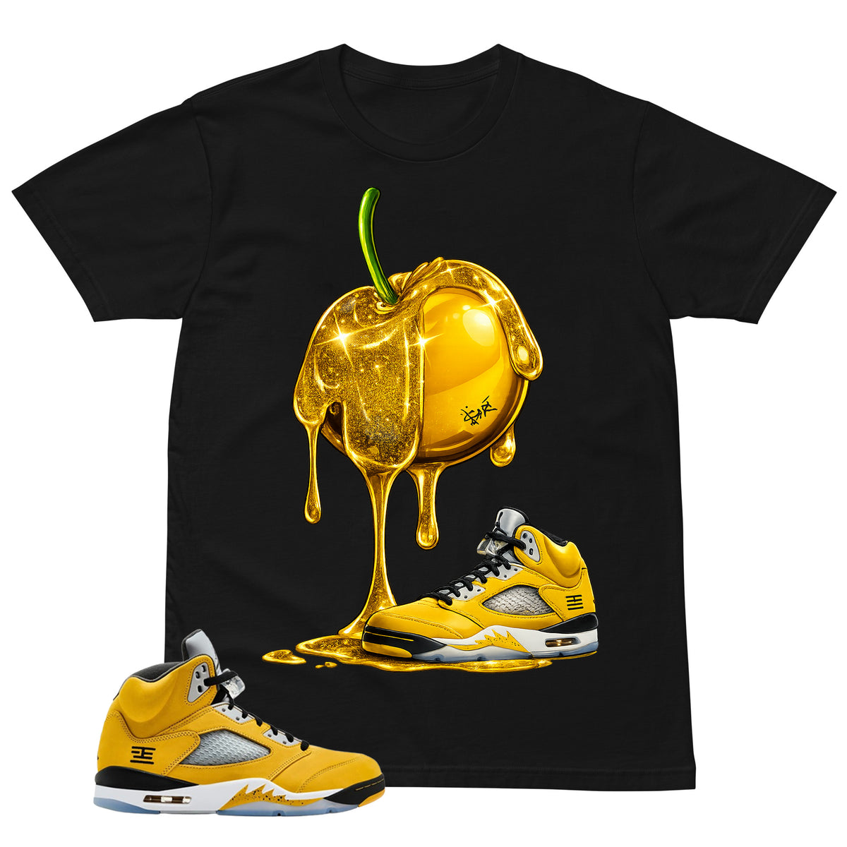 Graphic Tee to Matching T23 Tokyo 5s Apple Dripping Sneaker Shirt