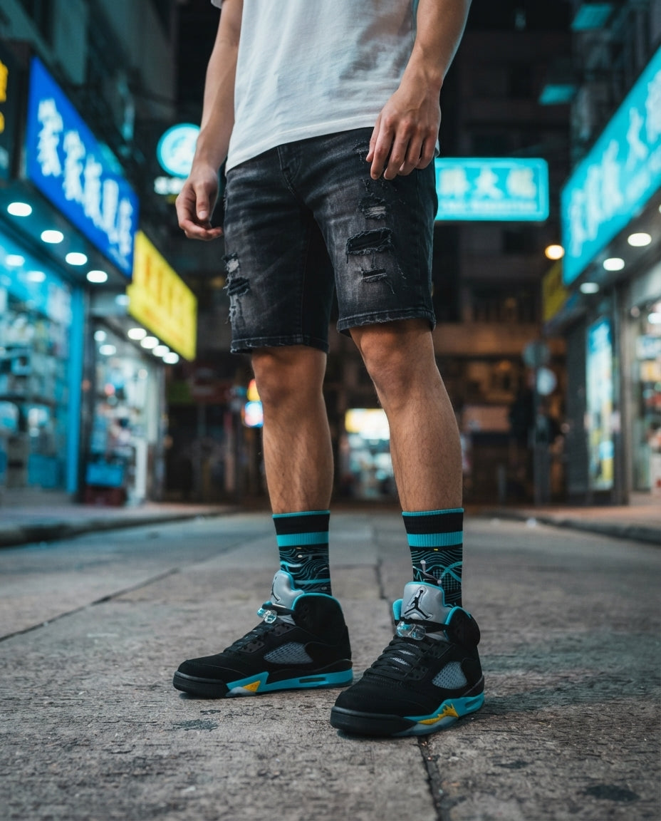 Aqua Socks – Air Jordan 5 Inspired Mid-Calf Unisex Crew Socks