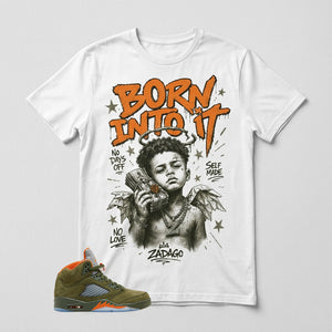 Army Olive 5s Zadago Shirt Born Into It Graphic