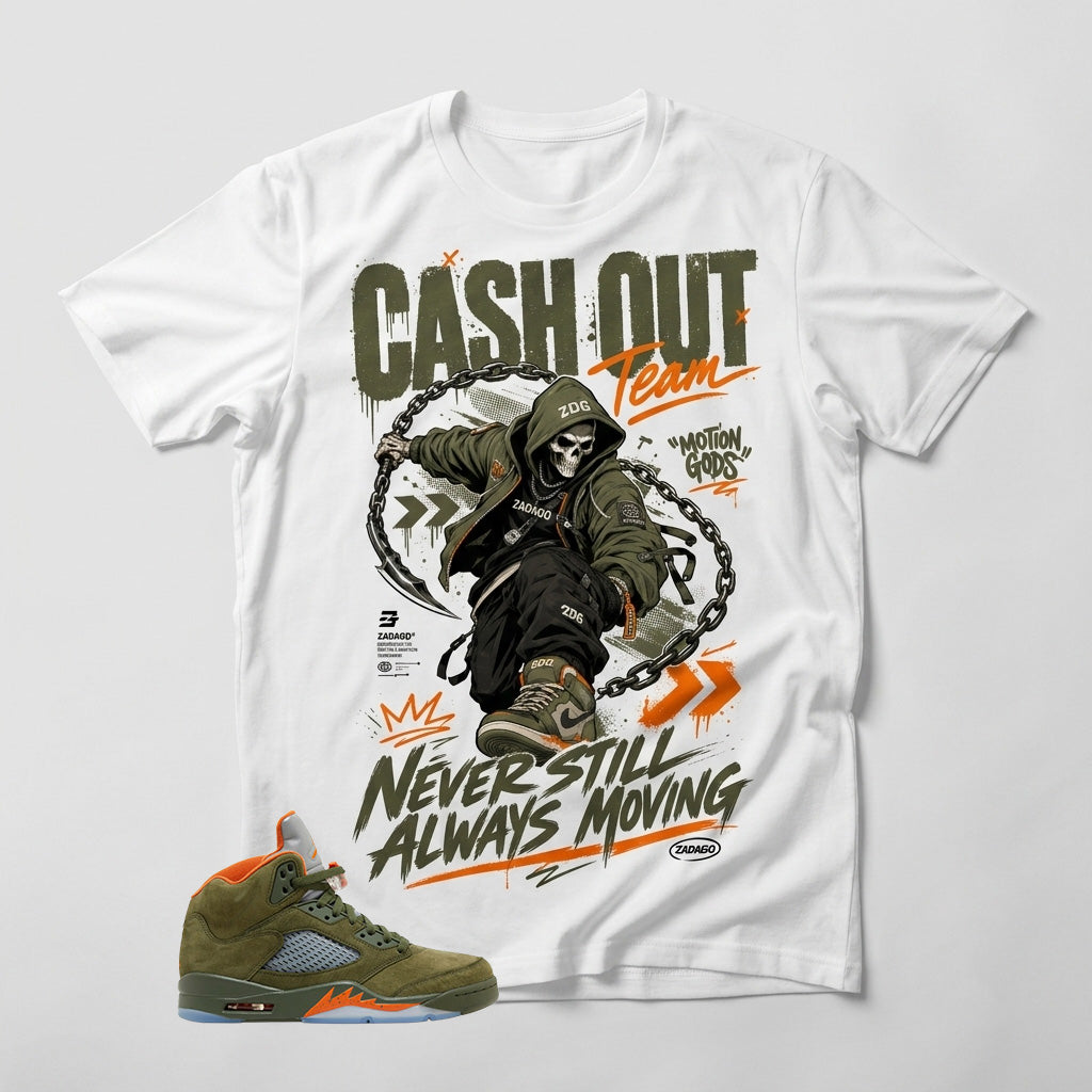 Army Olive 5s Zadago Shirt Cash Out Team Graphic