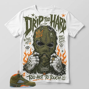 Army Olive 5s Zadago Shirt Drip Too Hard Graphic