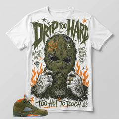 Army Olive 5s Zadago Shirt Drip Too Hard Graphic