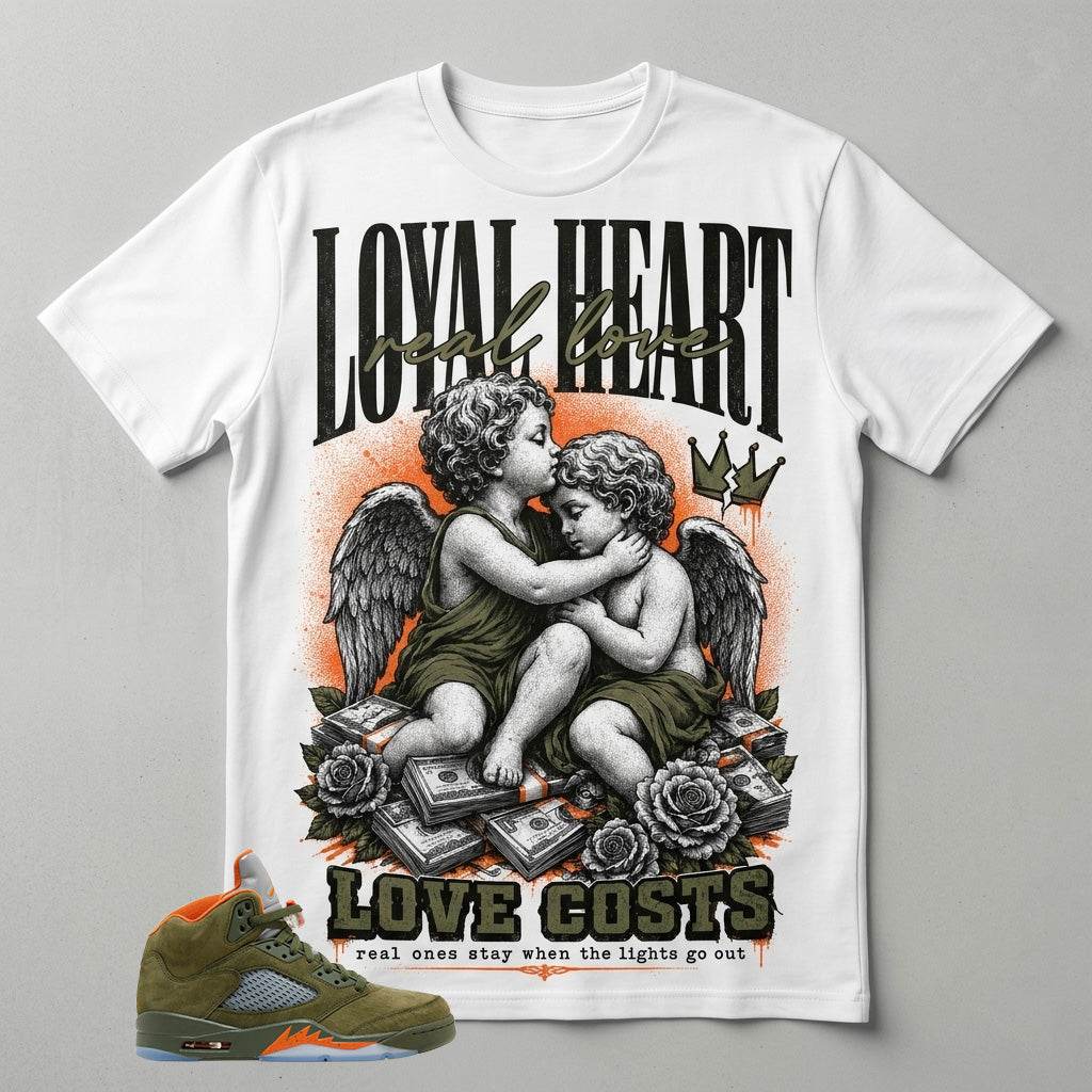 Army Olive 5s Zadago Shirt Loyal Heart Love Costs Graphic