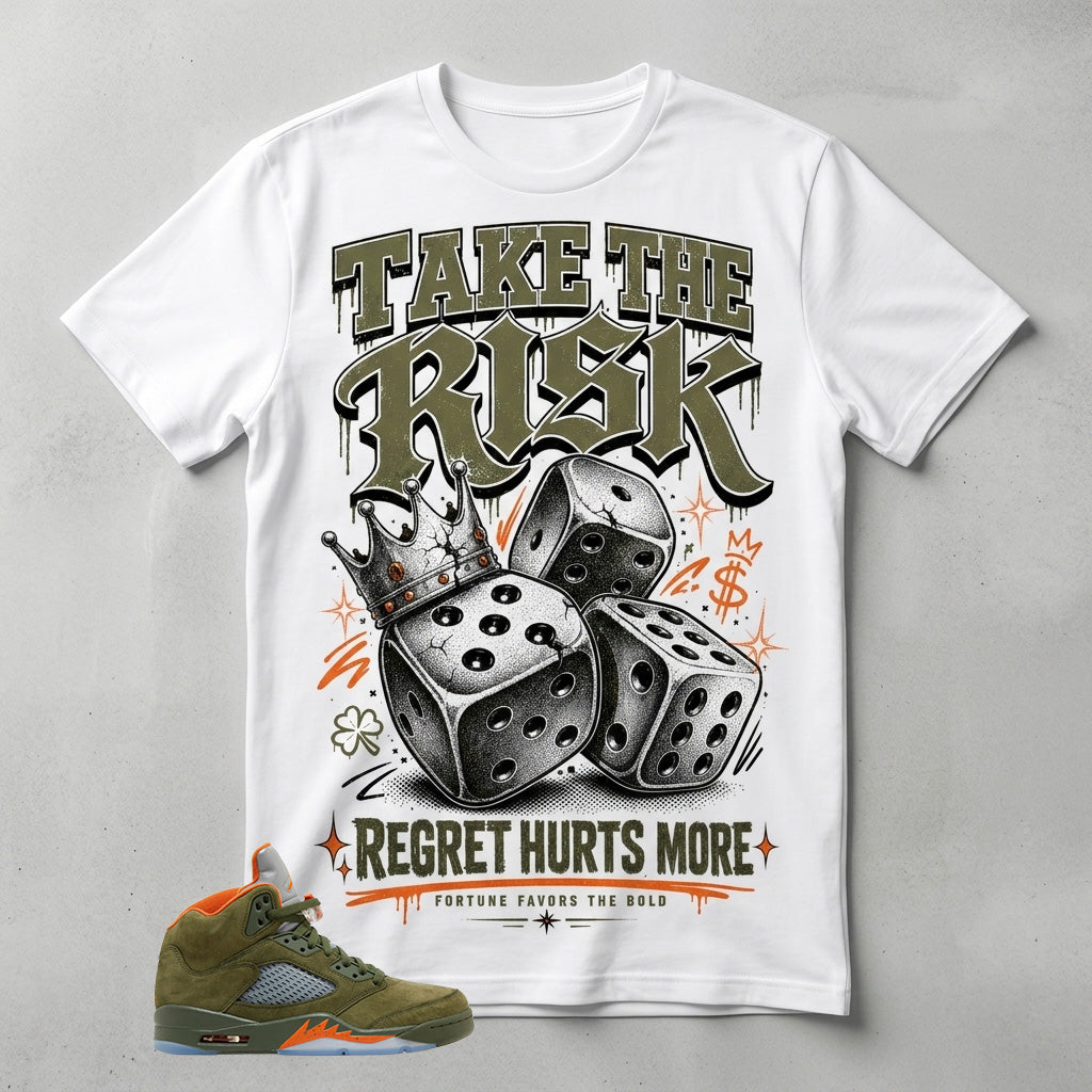 Army Olive 5s Zadago Shirt Take The Risk Graphic