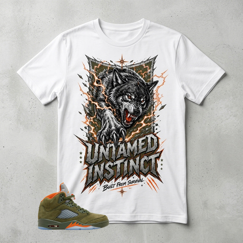 Army Olive 5s Zadago Shirt Untamed Instinct Graphic