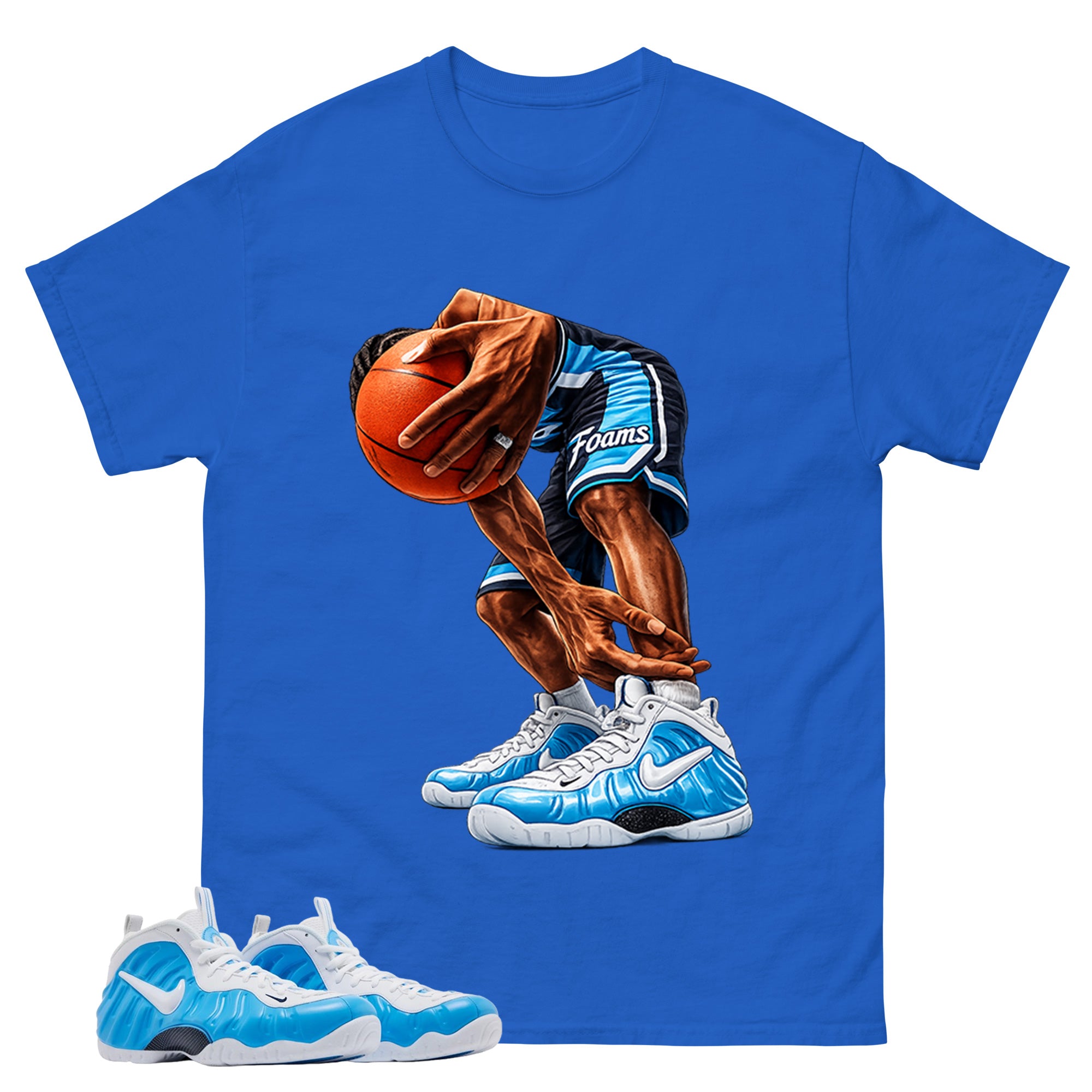 Ball Time Graphic Tee, Shirt to Match Air Foamposite Pro University Blue, Air Foamposite Unisex Blue Shirt