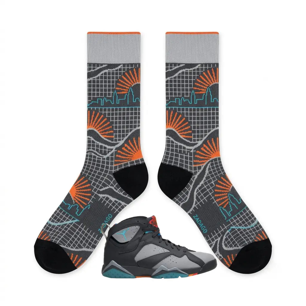 Barcelona Days Sneaker Match Socks – Air Jordan 7 Retro Inspired Mid-Calf Crew Socks
