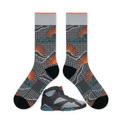 Barcelona Days Sneaker Match Socks – Air Jordan 7 Retro Inspired Mid-Calf Crew Socks