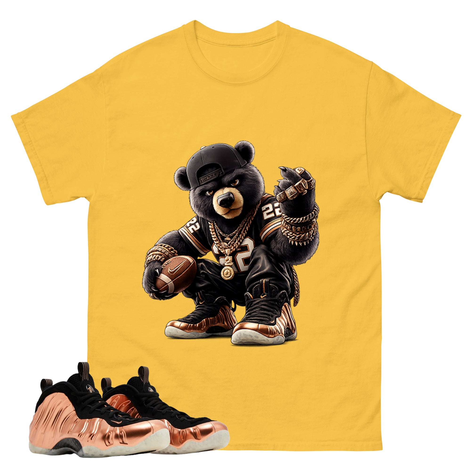 Bear Gang Graphic Tee, Shirt to Match Air Foamposite One Copper, Air Foamposite Unisex Black Shirt