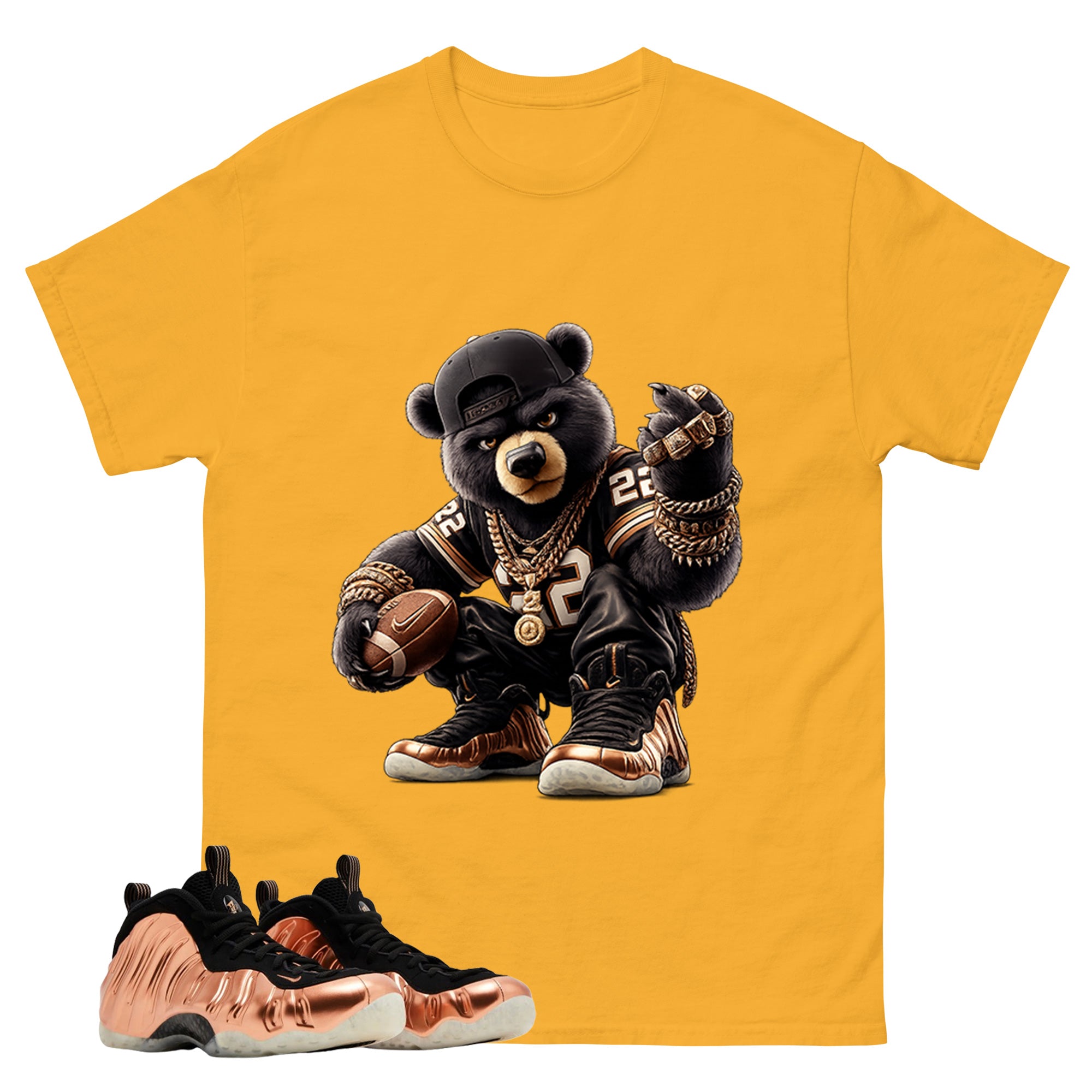 Bear Gang Graphic Tee, Shirt to Match Air Foamposite One Copper, Air Foamposite Unisex Black Shirt