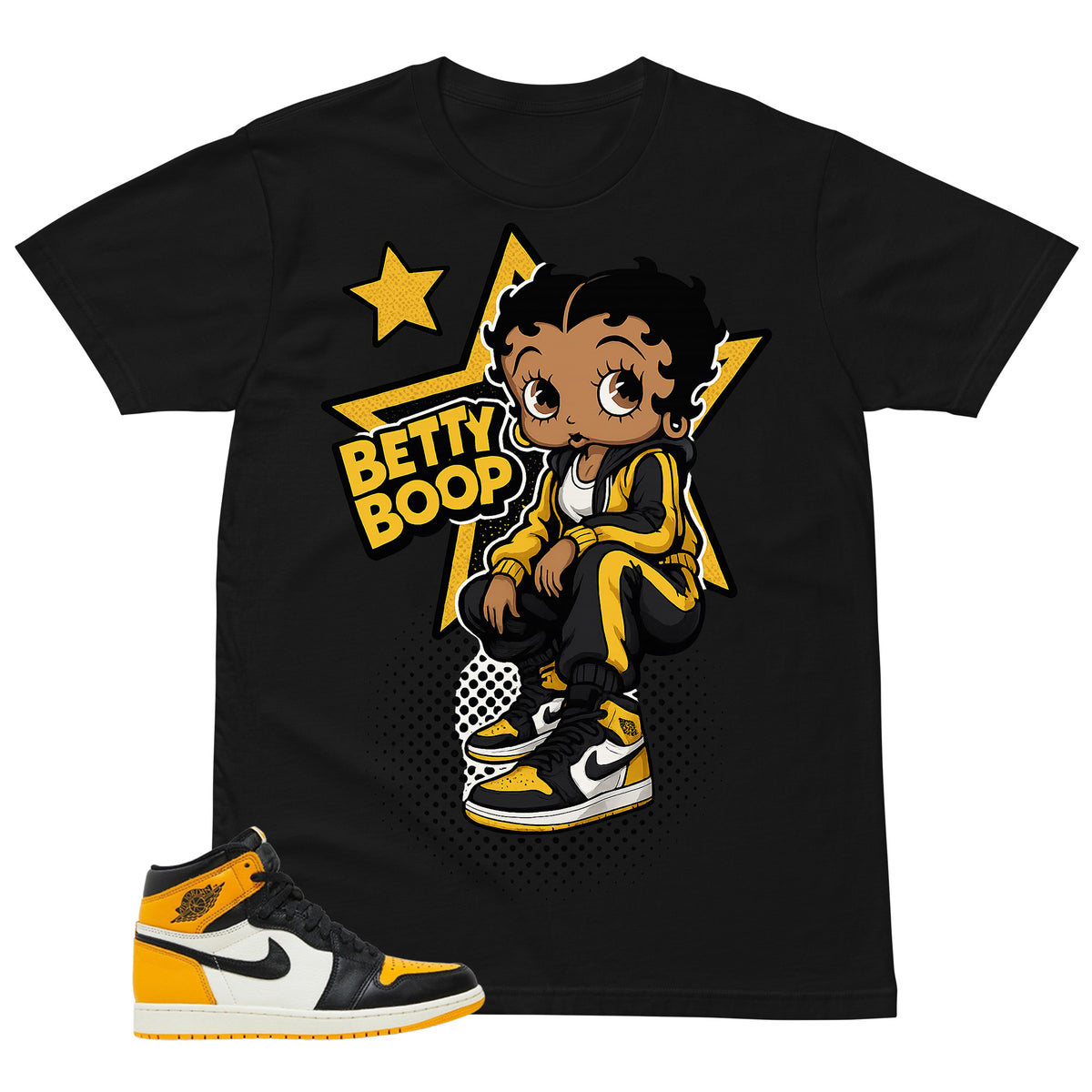 Betty Boop Girl Shirt - Match Air Jordan 1 Yellow Toe
