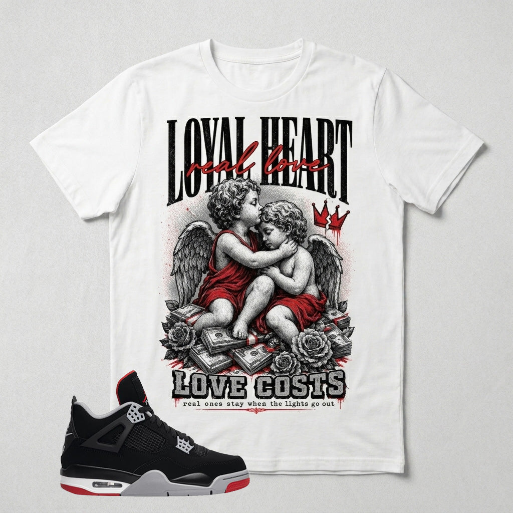 Black Bred 4s Zadago Shirt Loyal Heart Love Costs Graphic