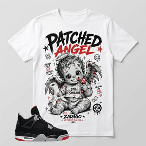 Black Bred 4s Zadago Shirt Patched Angel Graphic