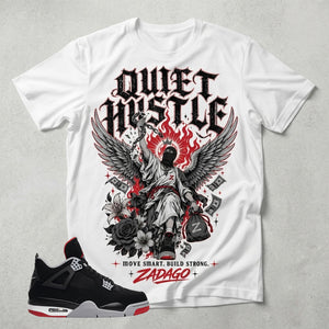 Black Bred 4s Zadago Shirt Quiet Hustle Graphic