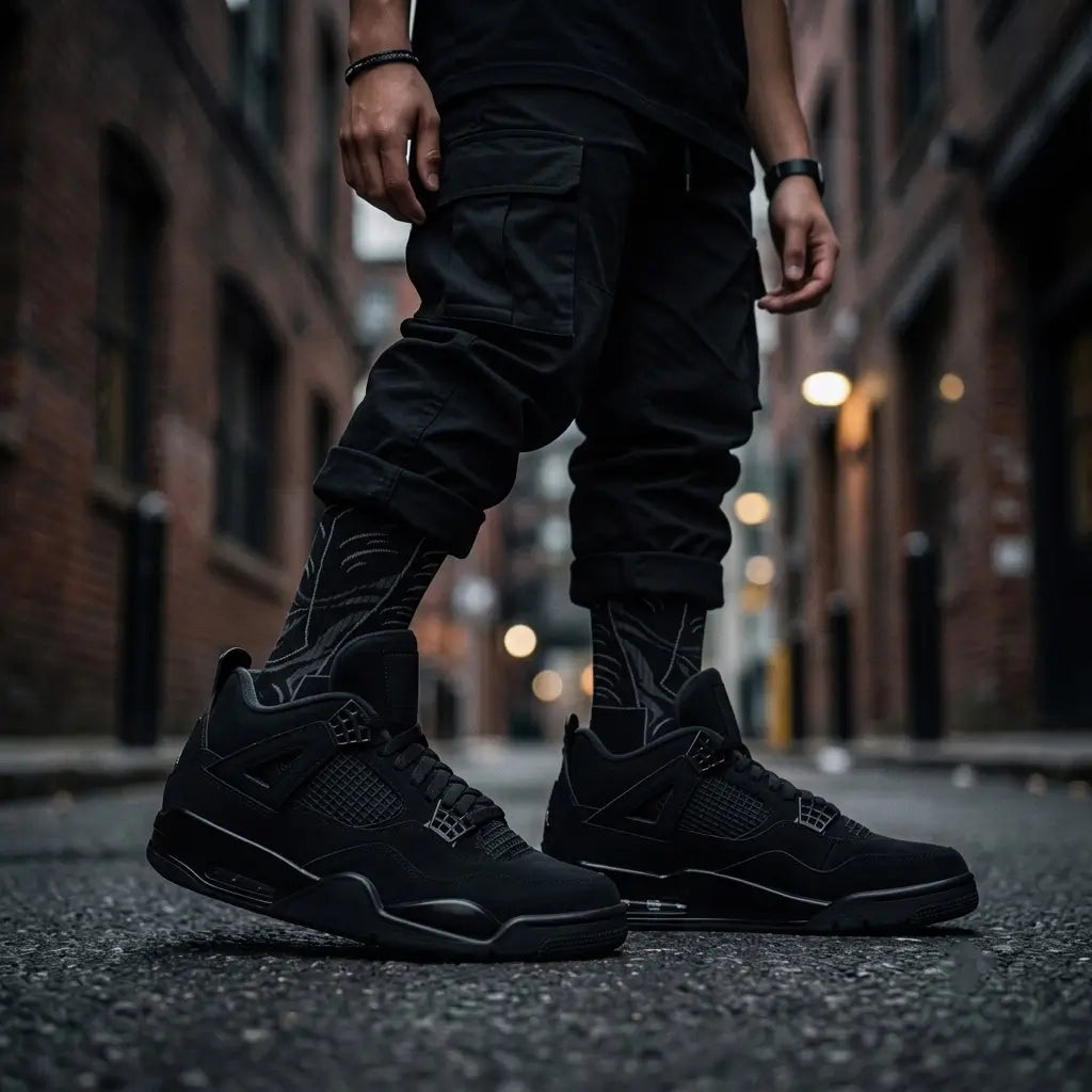 Black Cat Socks – Air Jordan 4 Retro Inspired Mid-Calf Unisex Crew Socks