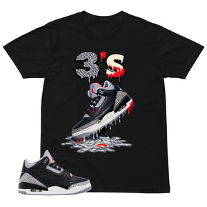 Black Cement 3s Zadago Shirt 3's Dripping Graphic
