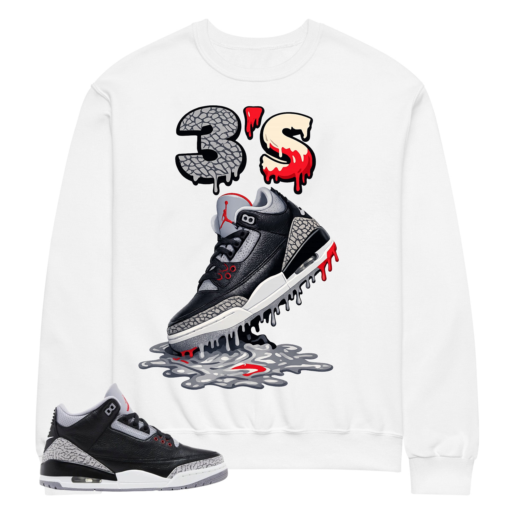 Black Cement 3s Zadago Shirt 3's Dripping Graphic
