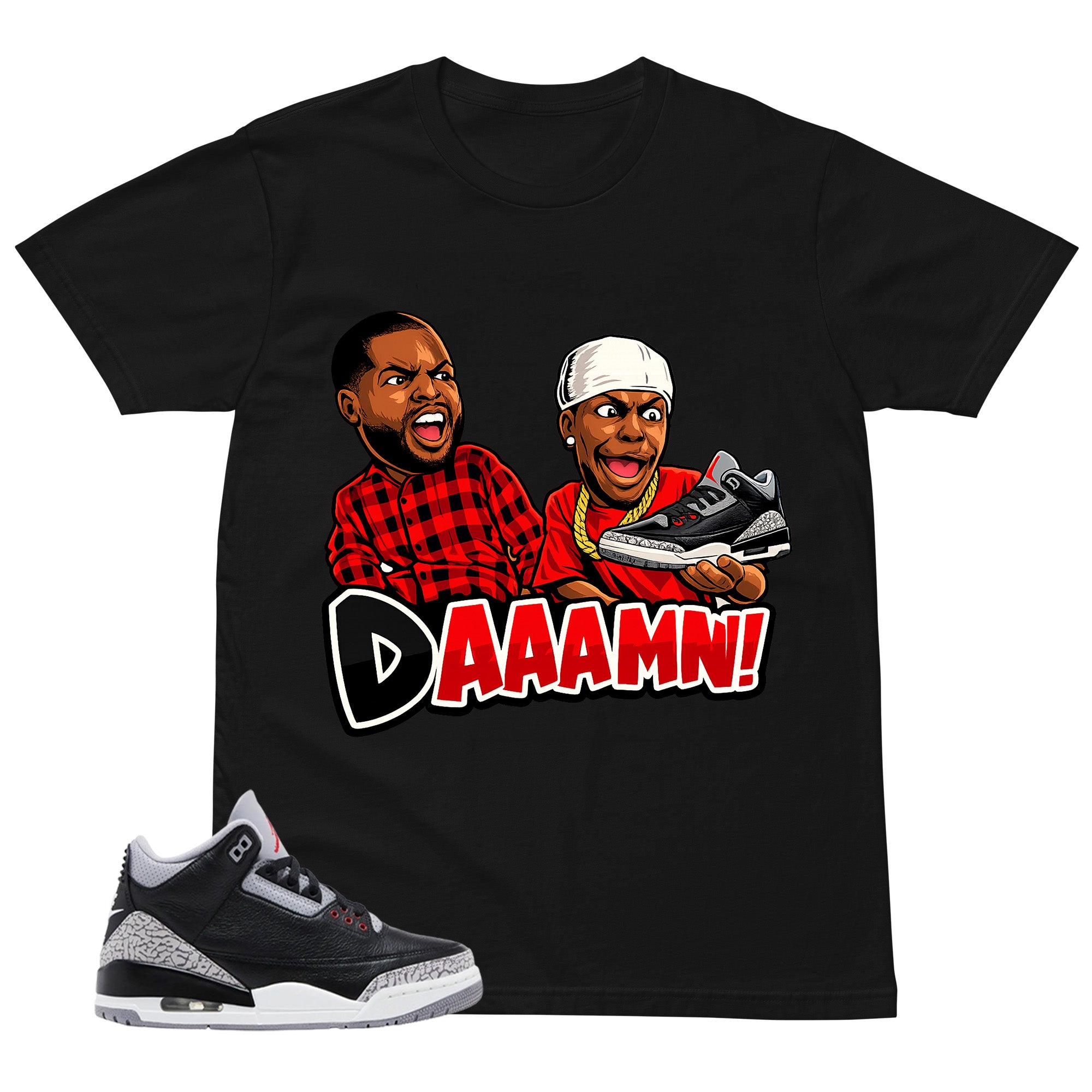 Black Cement 3s Zadago Shirt Daaamn Sneaker Graphic