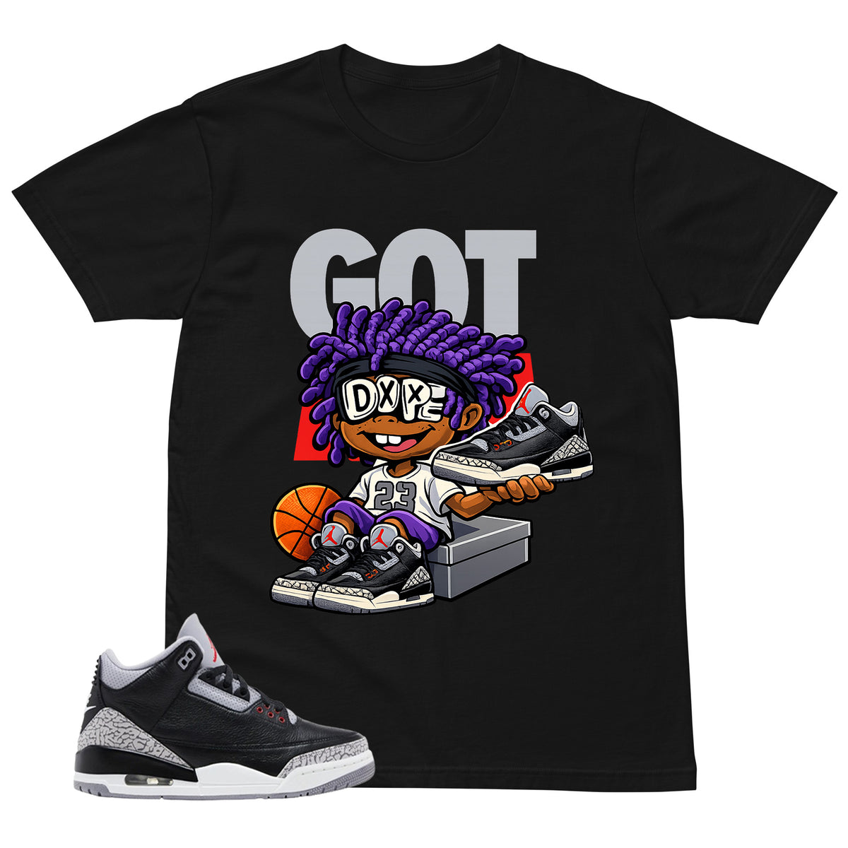 Black Cement 3s Zadago Shirt Got Em Dope Graphic