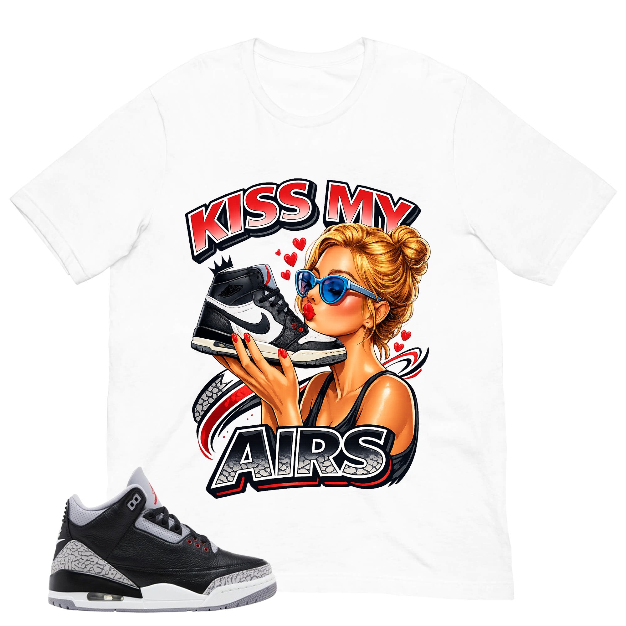 Black Cement 3s Zadago Shirt Kiss My Airs Graphic