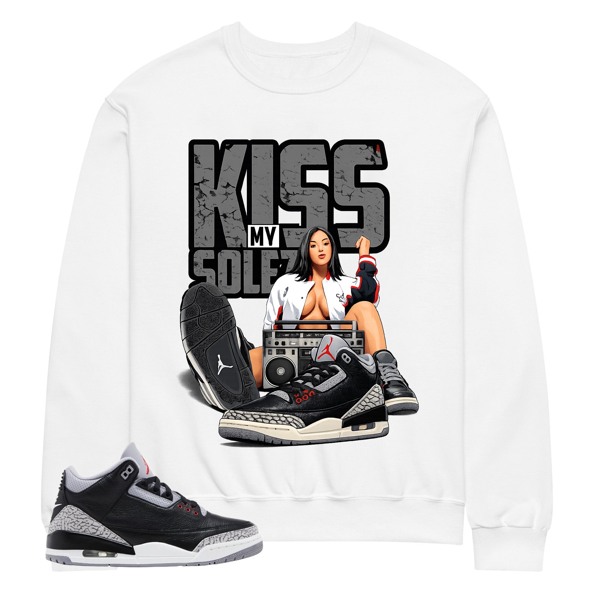 Black Cement 3s Zadago Shirt Kiss My Sole Graphic