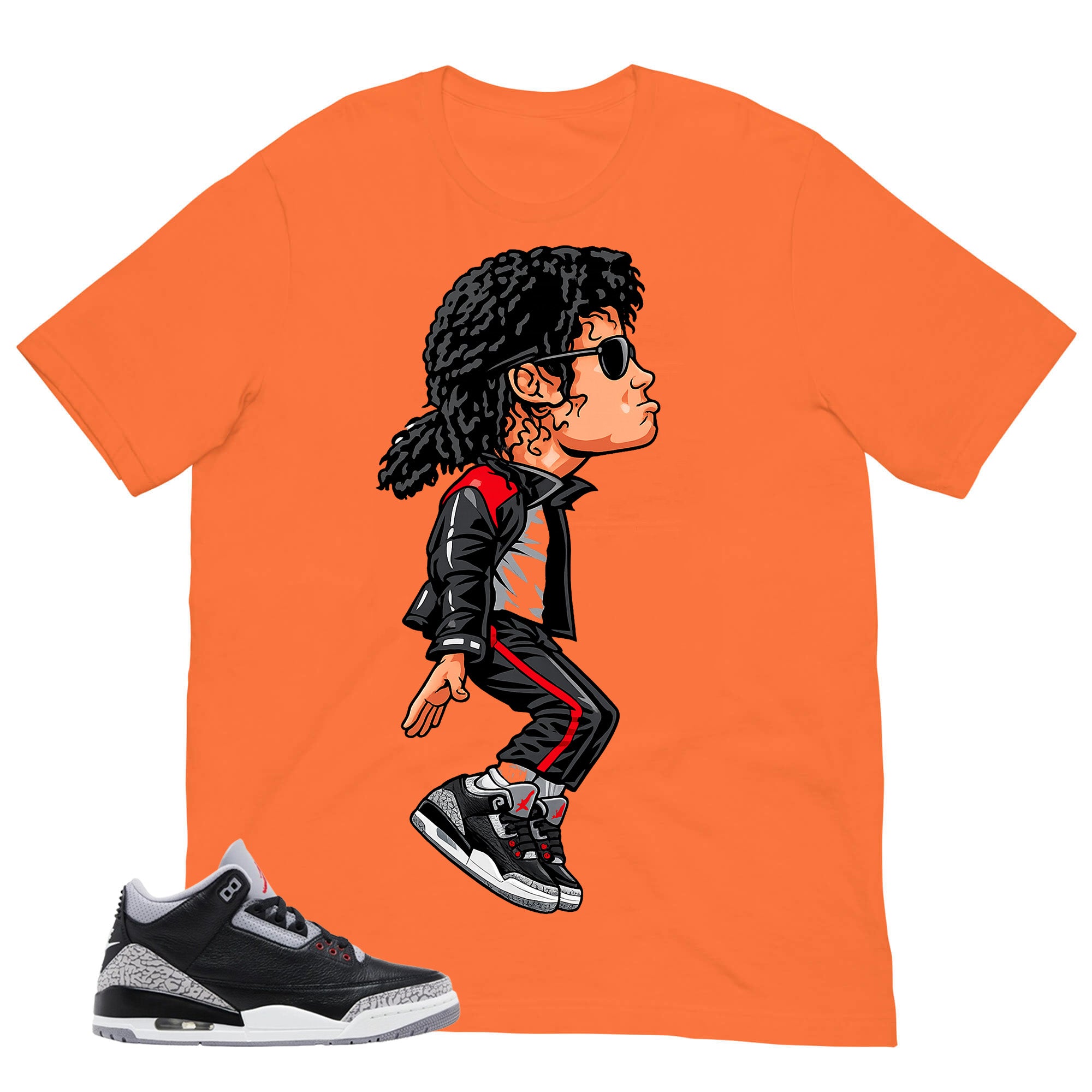 Black Cement 3s Zadago Shirt M. Jackson Tiptoe Graphic