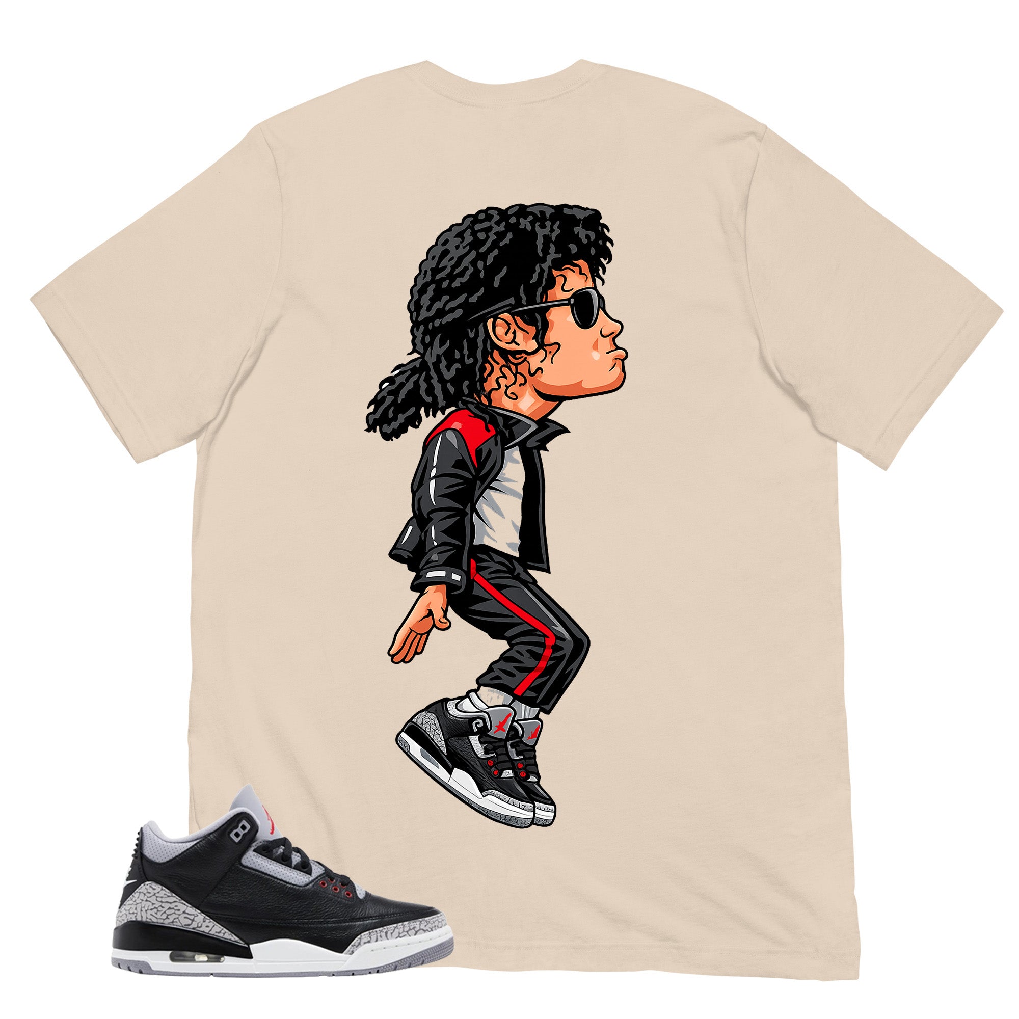 Black Cement 3s Zadago Shirt M. Jackson Tiptoe Graphic