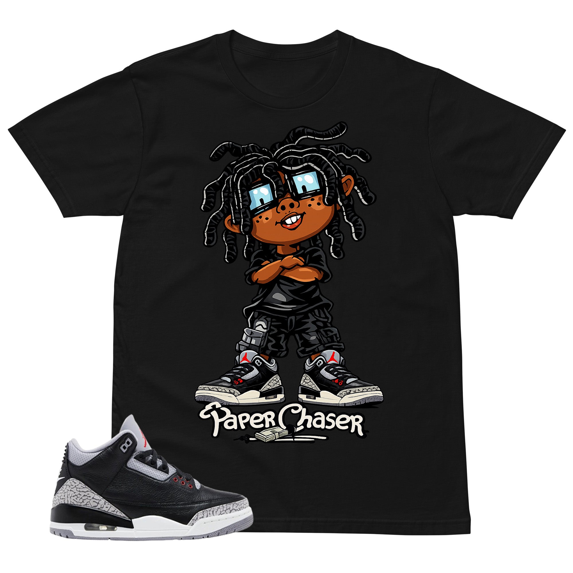 Black Cement 3s Zadago Shirt Paper Chaser Graphic