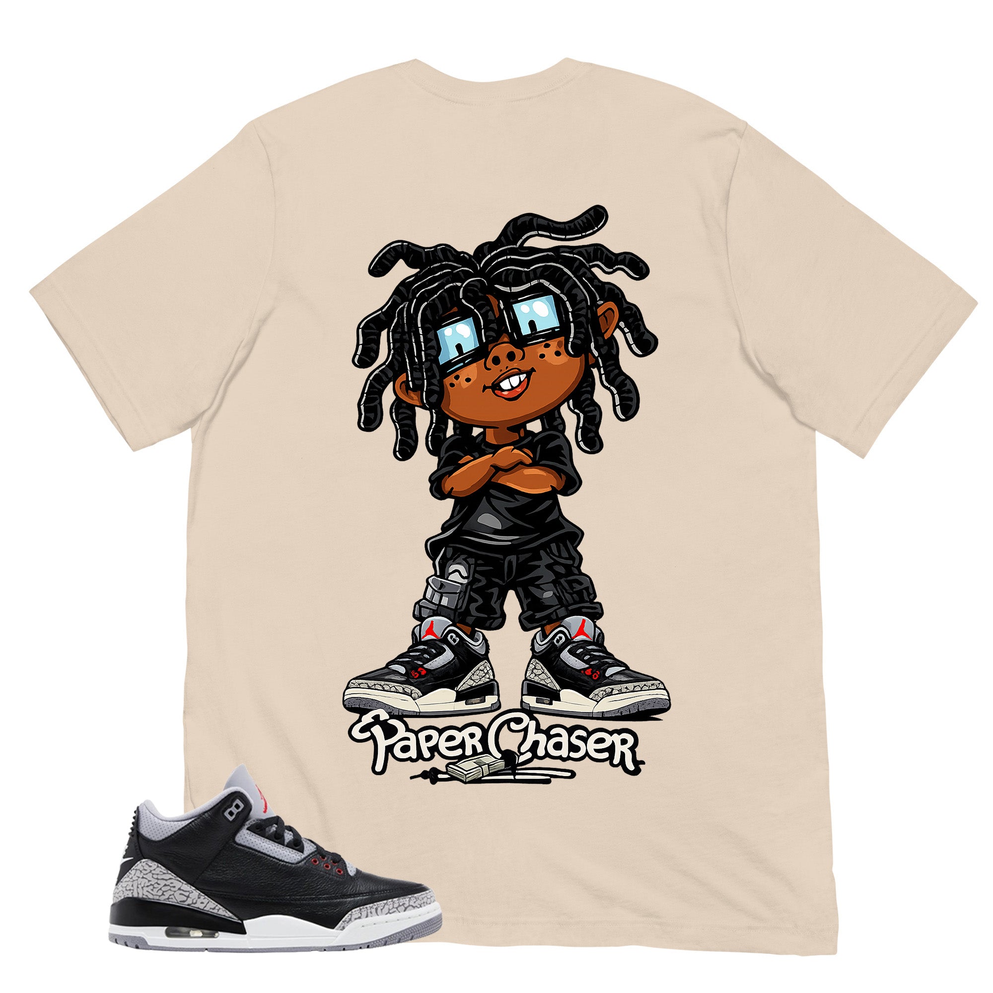 Black Cement 3s Zadago Shirt Paper Chaser Graphic