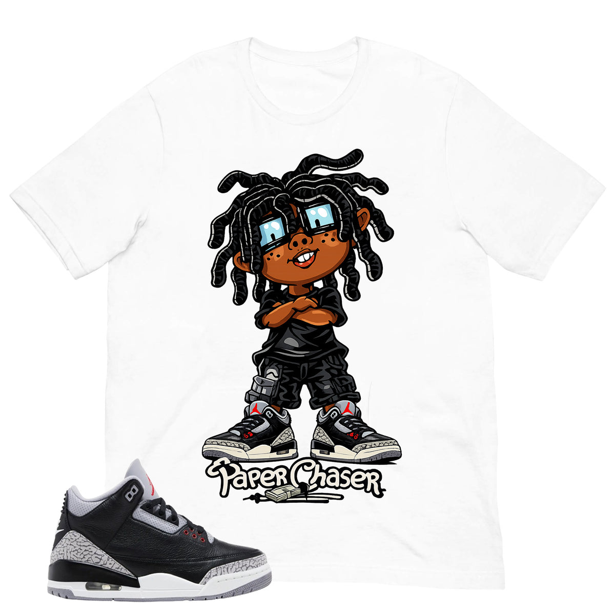 Black Cement 3s Zadago Shirt Paper Chaser Graphic