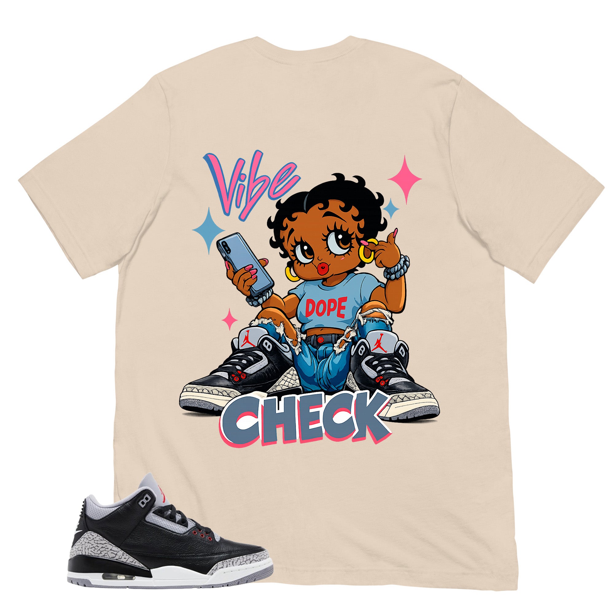 Black Cement 3s Zadago Shirt Vibe Check Graphic