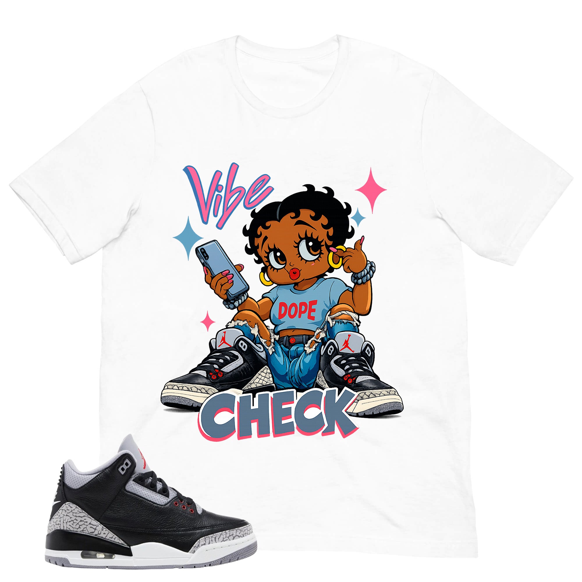 Black Cement 3s Zadago Shirt Vibe Check Graphic