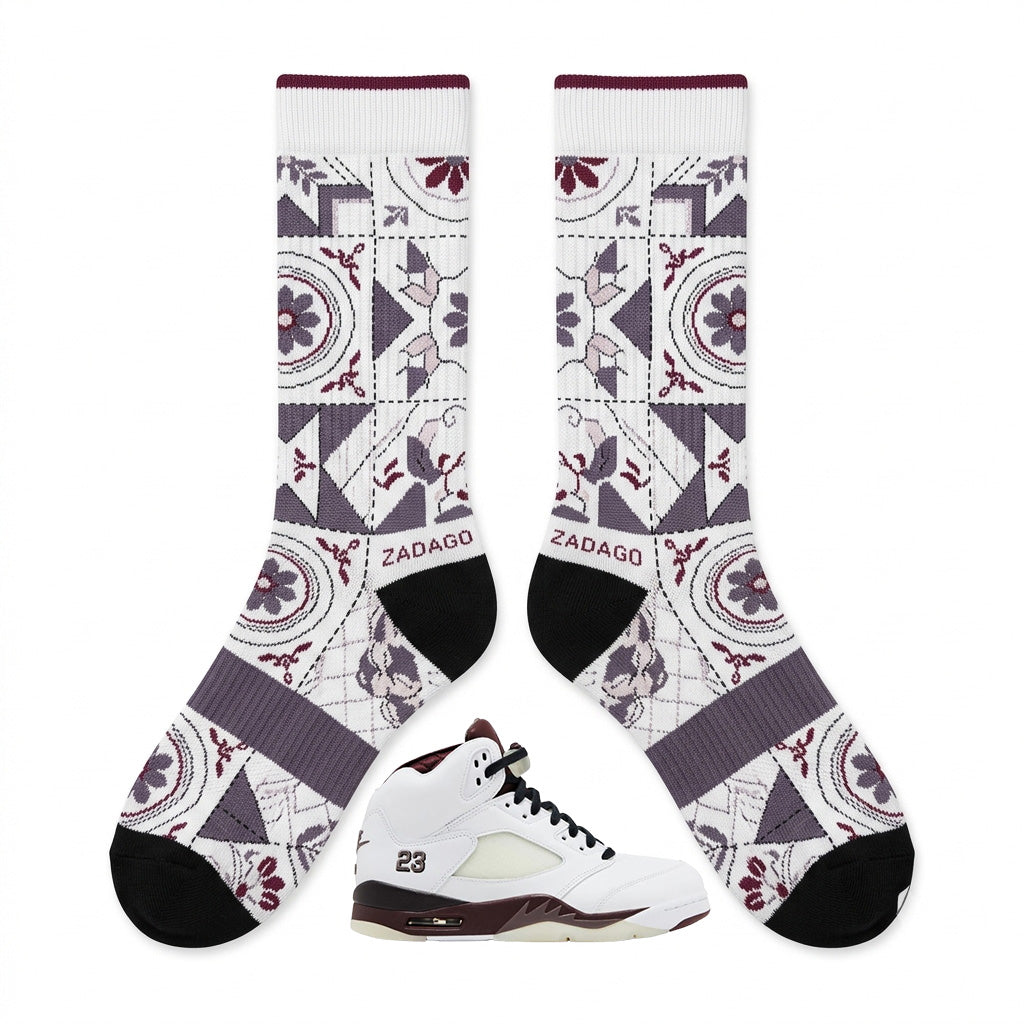 Black Collective Socks – A Ma Maniere x Air Jordan 5 Inspired Mid-Calf Unisex Crew Socks