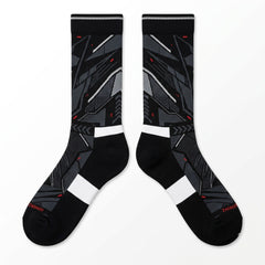 Black Metallic Socks – Retro 5 Inspired Mid-Calf Crew Socks