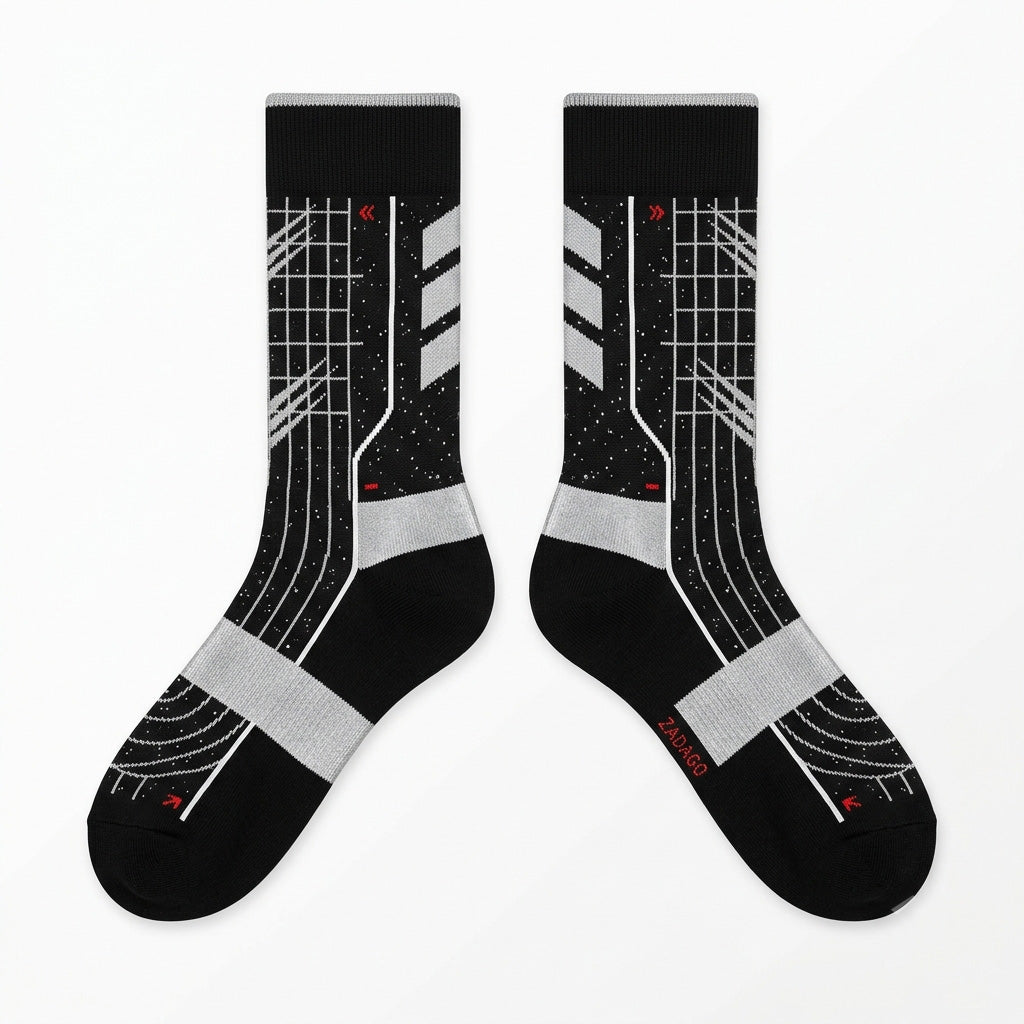 Black Metallic Socks – Retro 5 Inspired Mid-Calf Unisex Crew Socks