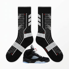 Black Metallic Socks – Retro 5 Inspired Mid-Calf Unisex Crew Socks