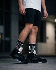 Black Metallic Socks – Retro 5 Inspired Mid-Calf Unisex Crew Socks