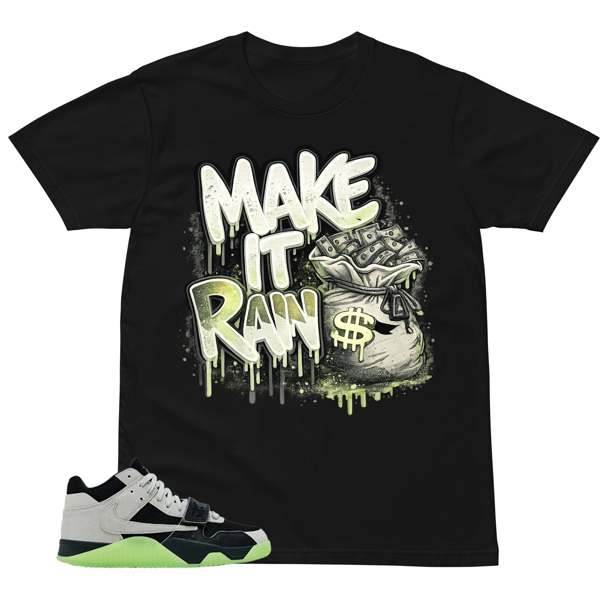 Black Night Silver Chase B x Travis Scott Jumpman Shirt Make It Rain Graphic